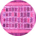 Round Machine Washable Abstract Pink Modern Rug, wshabs1880pnk