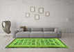 Machine Washable Abstract Green Modern Area Rugs in a Living Room,, wshabs1880grn