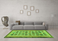 Machine Washable Abstract Green Modern Rug, wshabs1880grn