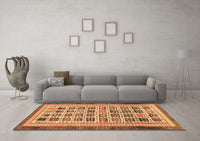 Machine Washable Abstract Brown Modern Rug, wshabs1880brn