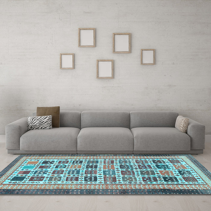 Machine Washable Abstract Light Blue Modern Rug in a Living Room, wshabs1880lblu