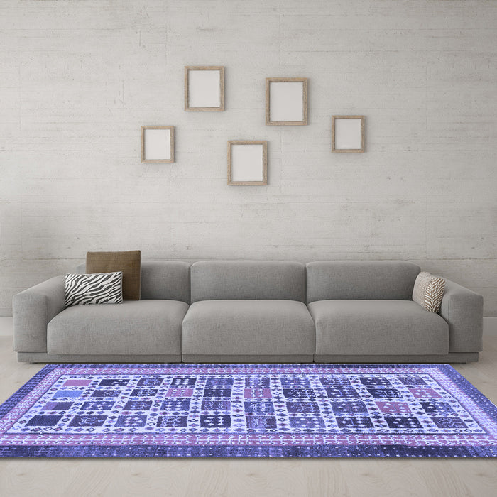 Machine Washable Abstract Blue Modern Rug in a Living Room, wshabs1880blu