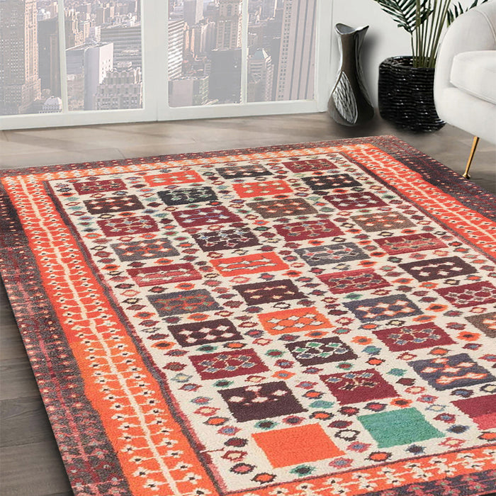 Machine Washable Abstract Brown Sugar Brown Rug in a Family Room, wshabs1880