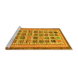 Sideview of Machine Washable Abstract Yellow Modern Rug, wshabs1880yw