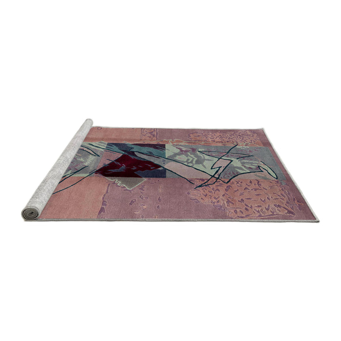 Sideview of Machine Washable Abstract Mauve Taupe Purple Rug, wshabs1881