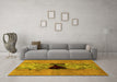 Machine Washable Abstract Yellow Modern Rug in a Living Room, wshabs1881yw