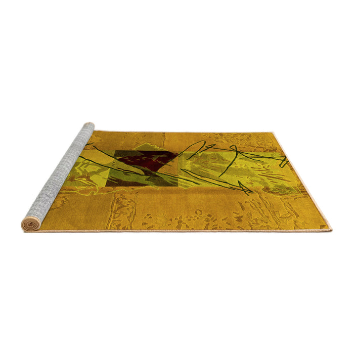 Sideview of Machine Washable Abstract Yellow Modern Rug, wshabs1881yw