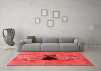 Machine Washable Abstract Red Modern Rug, wshabs1881red