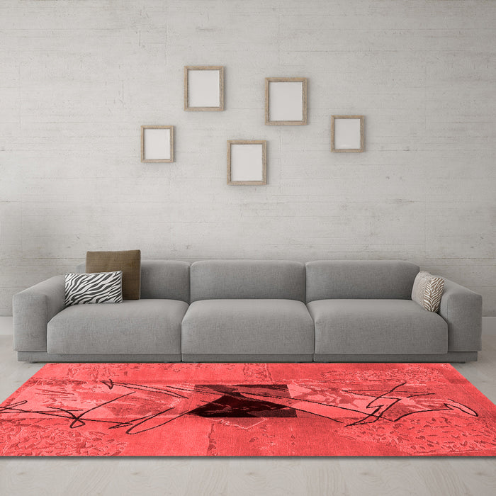 Modern Red Washable Rugs
