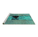 Sideview of Machine Washable Abstract Turquoise Modern Area Rugs, wshabs1881turq