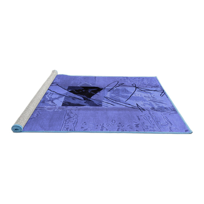 Sideview of Machine Washable Abstract Blue Modern Rug, wshabs1881blu