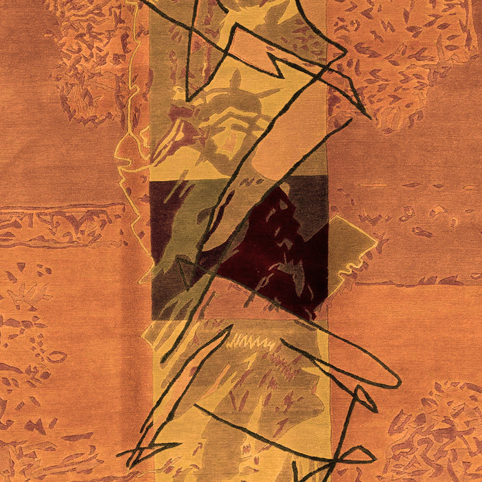 Machine Washable Abstract Orange Modern Area Rugs, wshabs1881org