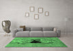 Machine Washable Abstract Emerald Green Modern Area Rugs in a Living Room,, wshabs1881emgrn