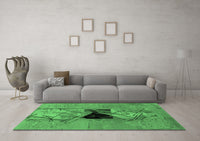 Machine Washable Abstract Emerald Green Modern Rug, wshabs1881emgrn