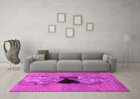 Machine Washable Abstract Pink Modern Rug, wshabs1881pnk