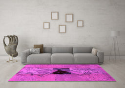 Machine Washable Abstract Pink Modern Rug in a Living Room, wshabs1881pnk