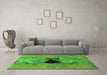 Machine Washable Abstract Green Modern Area Rugs in a Living Room,, wshabs1881grn