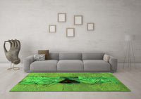 Machine Washable Abstract Green Modern Rug, wshabs1881grn