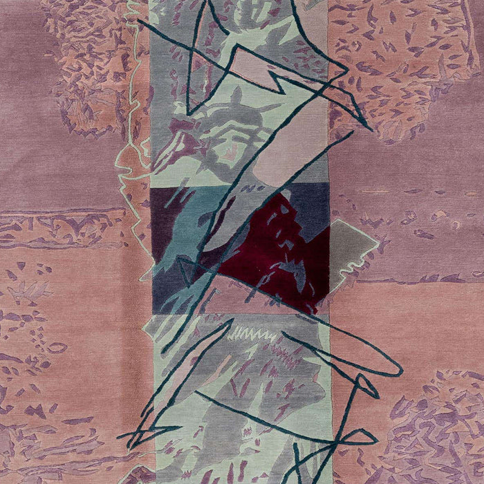 Machine Washable Abstract Mauve Taupe Purple Rug, wshabs1881