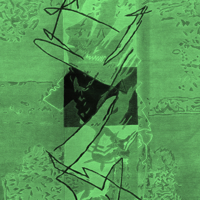 Machine Washable Abstract Emerald Green Modern Area Rugs, wshabs1881emgrn