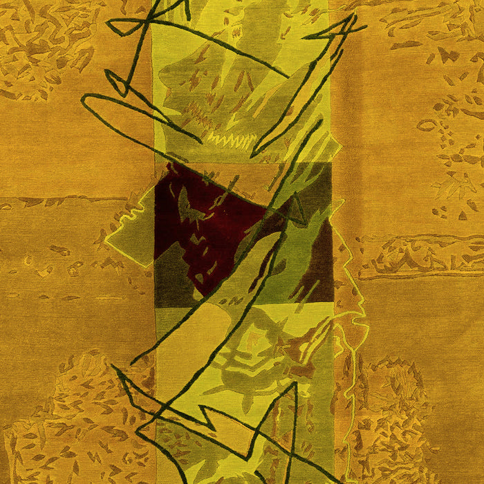 Machine Washable Abstract Yellow Modern Rug, wshabs1881yw