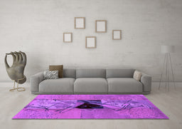 Machine Washable Abstract Purple Modern Area Rugs in a Living Room, wshabs1881pur