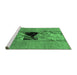 Sideview of Machine Washable Abstract Emerald Green Modern Area Rugs, wshabs1881emgrn