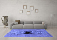 Machine Washable Abstract Blue Modern Rug, wshabs1881blu