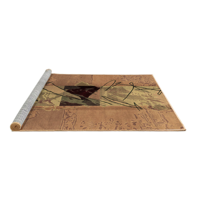 Sideview of Machine Washable Abstract Brown Modern Rug, wshabs1881brn