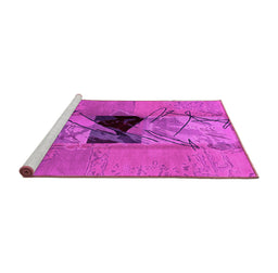 Sideview of Machine Washable Abstract Pink Modern Rug, wshabs1881pnk