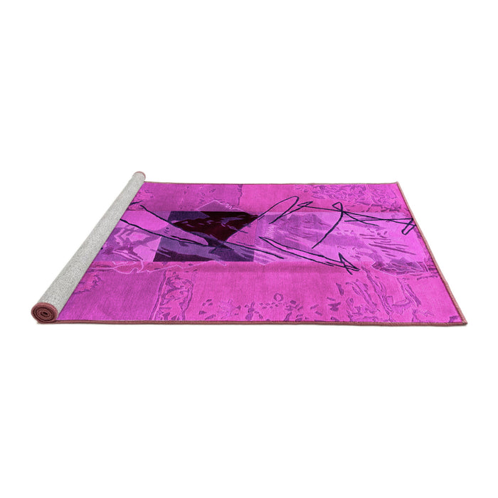 Sideview of Machine Washable Abstract Pink Modern Rug, wshabs1881pnk