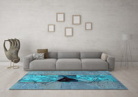 Machine Washable Abstract Light Blue Modern Rug, wshabs1881lblu