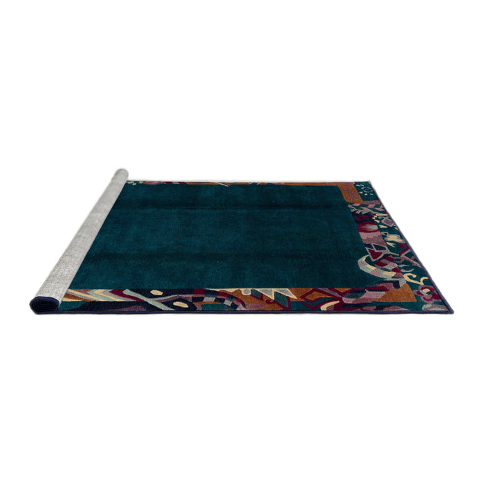 Sideview of Machine Washable Abstract Dark Slate Gray Green Rug, wshabs1882
