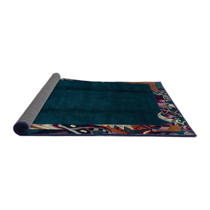 Sideview of Abstract Dark Slate Gray Green Modern Rug, abs1882