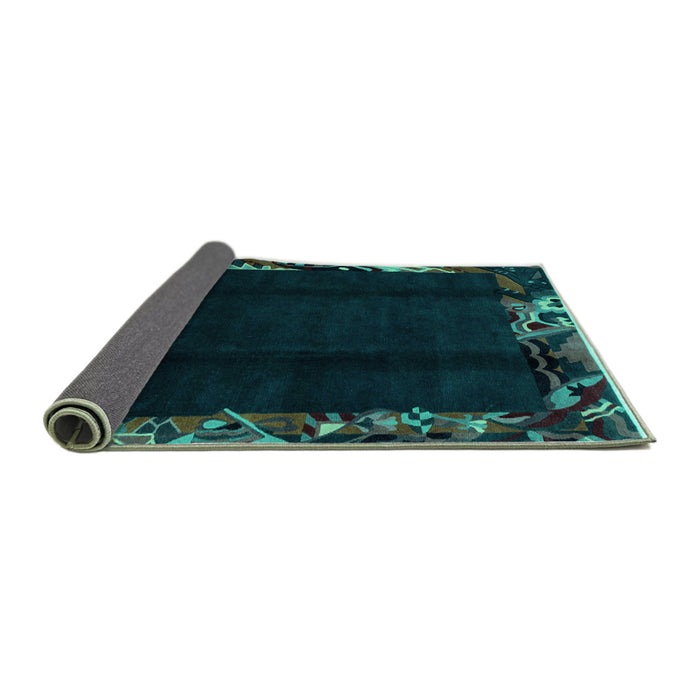 Sideview of Abstract Turquoise Modern Rug, abs1882turq