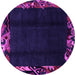 Round Machine Washable Abstract Pink Modern Rug, wshabs1882pnk