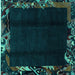 Square Abstract Turquoise Modern Rug, abs1882turq