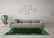 Machine Washable Abstract Emerald Green Modern Area Rugs in a Living Room,, wshabs1882emgrn