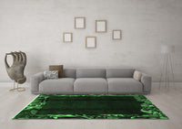 Machine Washable Abstract Emerald Green Modern Rug, wshabs1882emgrn