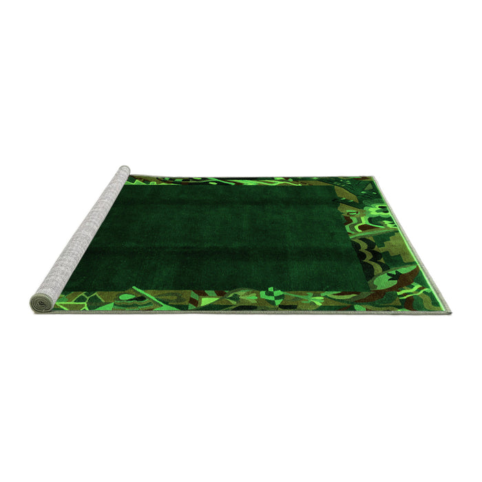 Sideview of Machine Washable Abstract Green Modern Area Rugs, wshabs1882grn