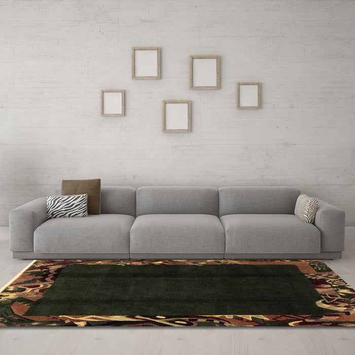 Machine Washable Abstract Brown Modern Rug in a Living Room,, wshabs1882brn