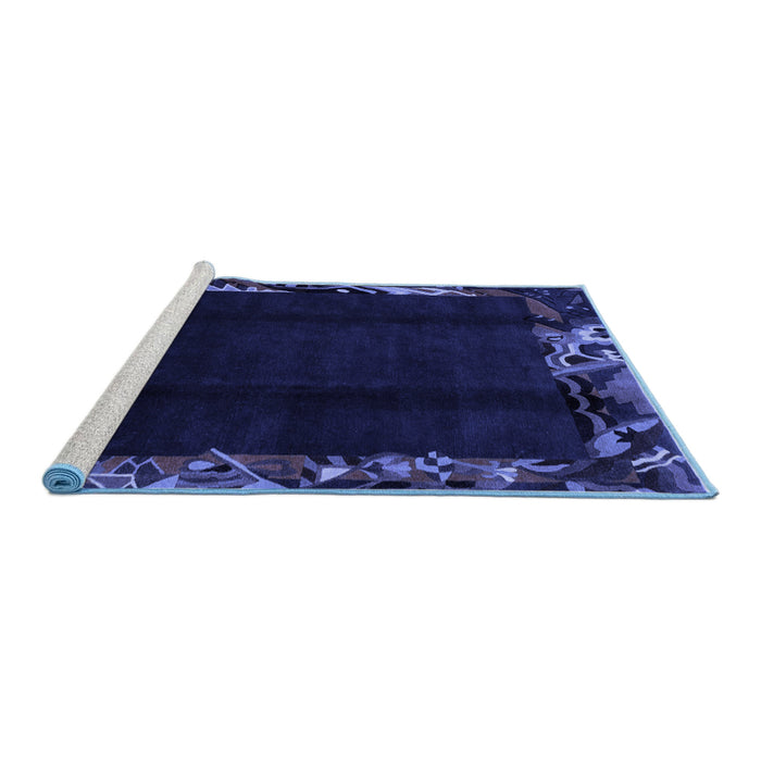 Sideview of Machine Washable Abstract Blue Modern Rug, wshabs1882blu