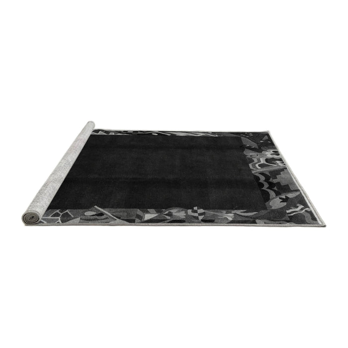 Sideview of Machine Washable Abstract Gray Modern Rug, wshabs1882gry
