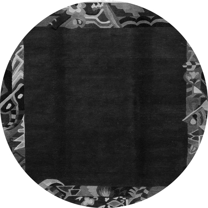 Round Abstract Gray Modern Rug, abs1882gry
