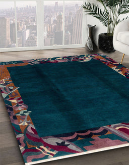 Machine Washable Abstract Dark Slate Gray Green Rug in a Family Room, wshabs1882