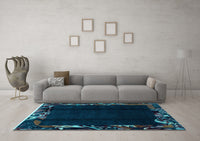 Machine Washable Abstract Light Blue Modern Rug, wshabs1882lblu