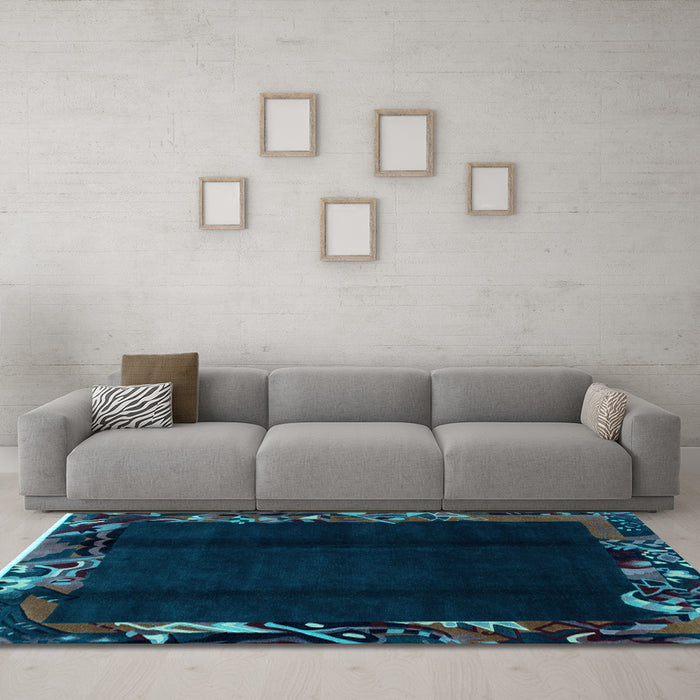 Machine Washable Abstract Light Blue Modern Rug in a Living Room, wshabs1882lblu