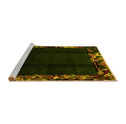 Sideview of Machine Washable Abstract Yellow Modern Rug, wshabs1882yw