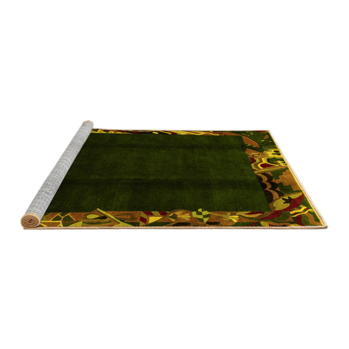 Sideview of Machine Washable Abstract Yellow Modern Rug, wshabs1882yw