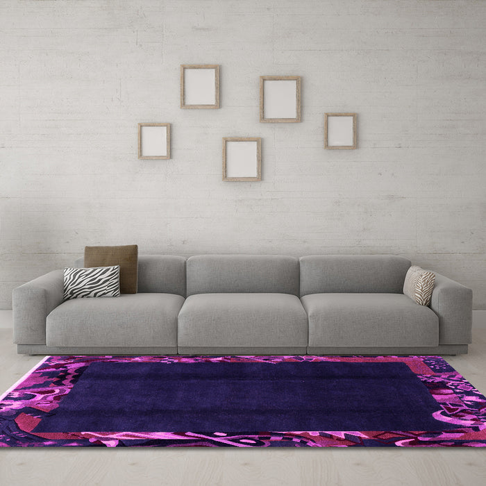 Machine Washable Abstract Pink Modern Rug in a Living Room, wshabs1882pnk